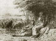 Jean Francois Millet Two shepherden painting